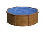 Gre Pool-Set , Kieferfarben , Metall , Holzoptik , 120 cm , Freizeit & Co, Pools & Wasserspass, Stahlwandpools