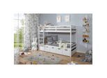TiCAA Etagenbett Finn Weiß mit 5er Schubkästen