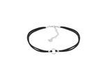 Collier ELLI "Halsband schwarz Choker mit Kreis 925 Silber", schwarz, Halsketten, Damen, 32, ohne Stein, Silber 925 (Sterlingsilber), L: 32, Collier