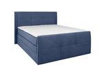 Boxxx Boxspringbett , Blau , Textil , H3 , 140x200 cm , Topper durchgehend, in verschiedenen Größen erhältlich, Matratze geteilt , Schlafzimmer, Betten, Boxspringbetten