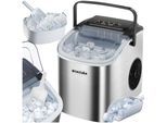 tectake® Eiswürfelmaschine, 1,2 l Wassertank, 2 Eiswürfelgrößen, 2 Assistenzsysteme, mit Reinigungsprogramm, inklusive Eiskorb und Eisschaufel