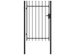vidaXL Zauntor Einzelflügel mit Speerspitzen Stahl 1 x 1,5 m Schwarz