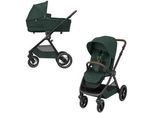 Maxi-Cosi Kombikinderwagen , Dunkelgrün , Textil , 58x110x95.5 cm , EN 1888 , Federung, für Babyschale geeignet, Griff in Lederoptik, Sitz umsetzbar , Baby on Tour, Kinderwagen, Kombikinderwagen