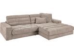 Ecksofa 3C CANDY "Stripes Mega-Sofa, bequem und komfortabel, L-Form", grau (taupe), B:296cm H:83cm T:205cm, 88% Polyester, 12% Polyacryl, Sofas, Ecksofa, Lose Rückenkissen, mit feiner Quersteppung, Cord-Bezug