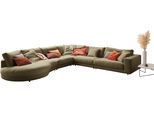 Ecksofa 3C CANDY "Enisa II, bequem und komfortabel, Mega Familiensofa, L-Form", grün (oliv), B:395cm H:86cm T:225cm, 100% Polyester, Sofas, Ecksofa, incl. 3 Flatterkissen, wahlweise mit Flecken-Schutz-Bezug Easy care