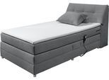 Boxspringbett ED EXCITING DESIGN "Toulouse", grau (anthrazit), B:122cm L:236cm, Komplettbetten, Boxspringbett, inkl. Motor, inkl. Stauraum im Kopfteil