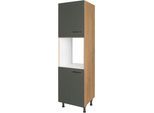 Herdumbauschrank NOBILIA "Easytouch", Ausrichtung wählbar, mit zwei zusätzlichen Türen", grün (front: lacklaminat mineralgrün ultramatt, korpus: eiche sierra nachbildung), B:60cm H:216,6cm T:58,3cm, Schränke, Herdumbauschrank, vormontiert, Breite/Höhe: 60/167,8 cm