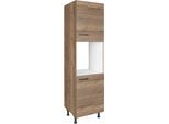 Herdumbauschrank NOBILIA "Structura", Ausrichtung wählbar, mit zwei zusätzlichen Türen", braun (front und korpus: eiche havanna nachbildung), B:60cm H:216,6cm T:58,3cm, Schränke, Herdumbauschrank, vormontiert, Breite/Höhe: 60/167,8 cm