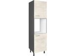 Herdumbauschrank NOBILIA "Riva", Ausrichtung wählbar, mit zwei zusätzlichen Türen", weiß (front: weißbeton nachbildung, korpus: schiefergrau), B:60cm H:216,6cm T:58,3cm, Schränke, Herdumbauschrank, vormontiert, Breite/Höhe: 60/167,8 cm