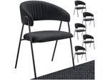 tectake® Armlehnstuhl, Webstoff, gepolstert, schlanke Stahlbeine, 60 x 58 x 85 cm