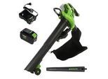 Greenworks GD48BVIIK4- Akku-Laubbläser/Laubsauger, 48V/4Ah
