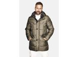 Steppjacke NEW CANADIAN, Herren, Gr. 24, grau (grau, grün), 100% Polyester, unifarben, lang, ohne Ausschnitt, Jacken Steppjacke, mit abnehmbarem Innenkragen