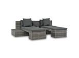 vidaXL 4-tlg. Garten-Sofagarnitur mit Kissen Grau Poly Rattan