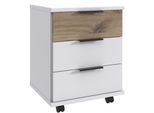 Rollcontainer WIMEX "Norderney, B/T/H 46/40/58cm in 2 Farben", weiß (weiß, vikinig oak nachbildung), B:46cm H:58cm T:40cm, Holzwerkstoff, Rollwagen, Rollcontainer, mit 3 Schubladen, auf Kunststoffrollen
