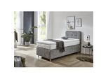 Boxspringbett "Sapporo", grau, L:210cm, WESTFALIA SCHLAFKOMFORT, Komplettbetten, Inkl. Zierkissen, wählbar in H2, H3 & H4