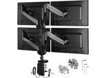 tectake® Monitor-Halterung, für 4 Monitore, für VESA 75x75 bis 100x100, mit Kabelführung