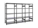 Regalkombination ORDO Business, 1 Grundregal + 2 Anbauregale, 15 Böden, modular, Fachlast 130 kg, Feldlast 1000 kg, B 3980 x T 535 x H 2500 mm, tiefschwarz