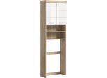 Waschmaschinenumbauschrank INOSIGN "Siena, Breite 63cm, für Waschmaschine & Trockner, 2 Türen, MDF-Front", weiß (eiche sonoma hell nb, weiß hochglanz mdf tz), B:63cm H:191cm T:24cm, Schränke, in verschiedenen Farben, Überbauschrank, Umbauschrank, Badschrank