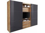 Schwebetürenschrank WIMEX "Magic by fresh to go", grau (plankeneichefarben, außentüren grauglas), B:300cm H:216cm T:65cm, Schränke, Schwebetürenschrank, tolles EXTRA: mit drehbarem TV-Element, Fronten aus Glas