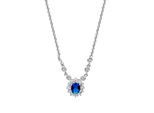Kette mit Anhänger ZEEME "Silber 925 rhodiniert mit Zirkonia blau und weiß", weiß, Halsketten, Damen, 42+3cm, Silber 925 (Sterlingsilber), L: 45 B: 10mm, glänzend, B:10mm