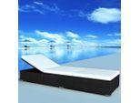 vidaXL Sonnenliege mit Auflage Poly Rattan Schwarz