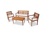 vidaXL 4-tlg. Garten-Lounge-Set mit Auflagen Massivholz Teak