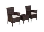 vidaXL 3-tlg. Bistro-Set Poly Rattan Braun