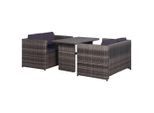 vidaXL 3-tlg. Bistro-Set mit Auflagen Poly Rattan Grau