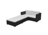 vidaXL 3-tlg. Garten-Lounge-Set mit Auflagen Poly Rattan Schwarz