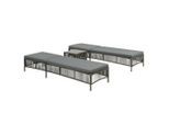 vidaXL Sonnenliegen 2 Stk. mit Tisch Poly Rattan Grau