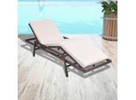 vidaXL Sonnenliege mit Auflage Poly Rattan Braun