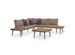 vidaXL 4-tlg. Garten-Lounge-Set mit Auflagen Massivholz Akazie Braun
