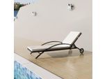vidaXL Sonnenliege mit Polster & Rollen Poly Rattan Schwarz