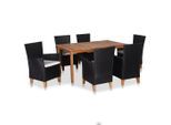 vidaXL 7-tlg. Garten-Essgruppe Poly Rattan Schwarz und Braun