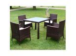 vidaXL 5-tlg. Garten-Essgruppe mit Auflagen Poly Rattan Braun