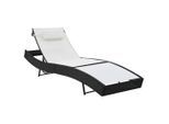 vidaXL Sonnenliege mit Kissen Poly-Rattan Schwarz