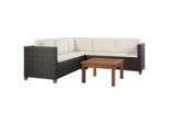 vidaXL 4-tlg. Garten-Lounge-Set mit Kissen Poly-Rattan Braun