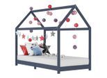 vidaXL Kinder-Bettgestell Grau Massivholz Kiefer 90 x 200 cm