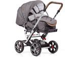 Kombi-Kinderwagen GESSLEIN "F10 Air+, eloxiert/tabak, grau meliert/Streifen", Baby, grau (eloxiert, tabak, grau meliert, streifen), Obermaterial: 100% Polyester, Kinderwagen, mit Tragetasche C1 Lift; Design & Handarbeit aus Deutschland