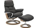 Hocker STRESSLESS "Ruby", grau (rock paloma), B:53cm H:41cm T:39cm, Leder BATICK: durchgefärbtes und genarbtes Möbelleder;Leder PALOMA: durchgefärbtes Semianilin-Möbelleder, Hocker, Hocker, mit Signature Base, Gestell Eiche, Wenge, Braun & Schwarz