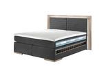 Boxspringbett PLACES OF STYLE "Cup", grau (charcoal), B:230cm L:206cm, Bezug: Luxus-Microfaser (100% Polyester), Bezug: Microfaser (100% Polyester), Komplettbetten, Boxspringbett, mit Massivholzrahmen, mit Topper, in 2 Härtegraden, in 3 Breiten