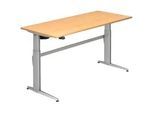 Venda Schreibtisch , Silberfarben, Ahornfarben , Metall, Holzwerkstoff , rechteckig , C-Form , 80x72-119x180 cm , DIN EN ISO 14001, DIN EN ISO 9001, FSC Mix , höhenverstellbar , Büromöbel, Schreibtische, Schreibtische
