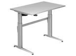 Venda Schreibtisch , Grau, Silberfarben , Metall, Holzwerkstoff , rechteckig , C-Form , 80x72-119x120 cm , DIN EN ISO 14001, DIN EN ISO 9001, FSC Mix , höhenverstellbar , Büromöbel, Schreibtische, Höhenverstellbare Schreibtische