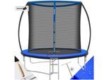 tectake® Trampolin, Ø 244 cm, GS-zertifiziert, Randabdeckung, inklusive Einstiegsleiter
