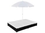 vidaXL Outdoor-Loungebett mit Sonnenschirm Poly Rattan Schwarz