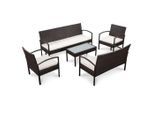 vidaXL 5-tlg. Garten-Lounge-Set mit Auflagen Poly Rattan Braun