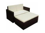 vidaXL 2-tlg. Garten-Lounge-Set mit Auflagen Poly Rattan Braun