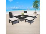 vidaXL 6-tlg. Garten-Lounge-Set mit Auflagen Poly Rattan Schwarz