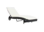 vidaXL Sonnenliege mit Rollen und Auflage Poly Rattan Schwarz