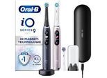 Elektrische Zahnbürste ORAL-B "iO 9 Duopack", schwarz (schwarz onyx, rose quartz), ElektrozahnbürstenB:2,5cm H:24cm T:2,5cm, Kunststoff, mit Magnet-Technologie, 7 Putzmodi, Farbdisplay & Lade-Reiseetui, B:2,5cm H:24cm T:2,5cm